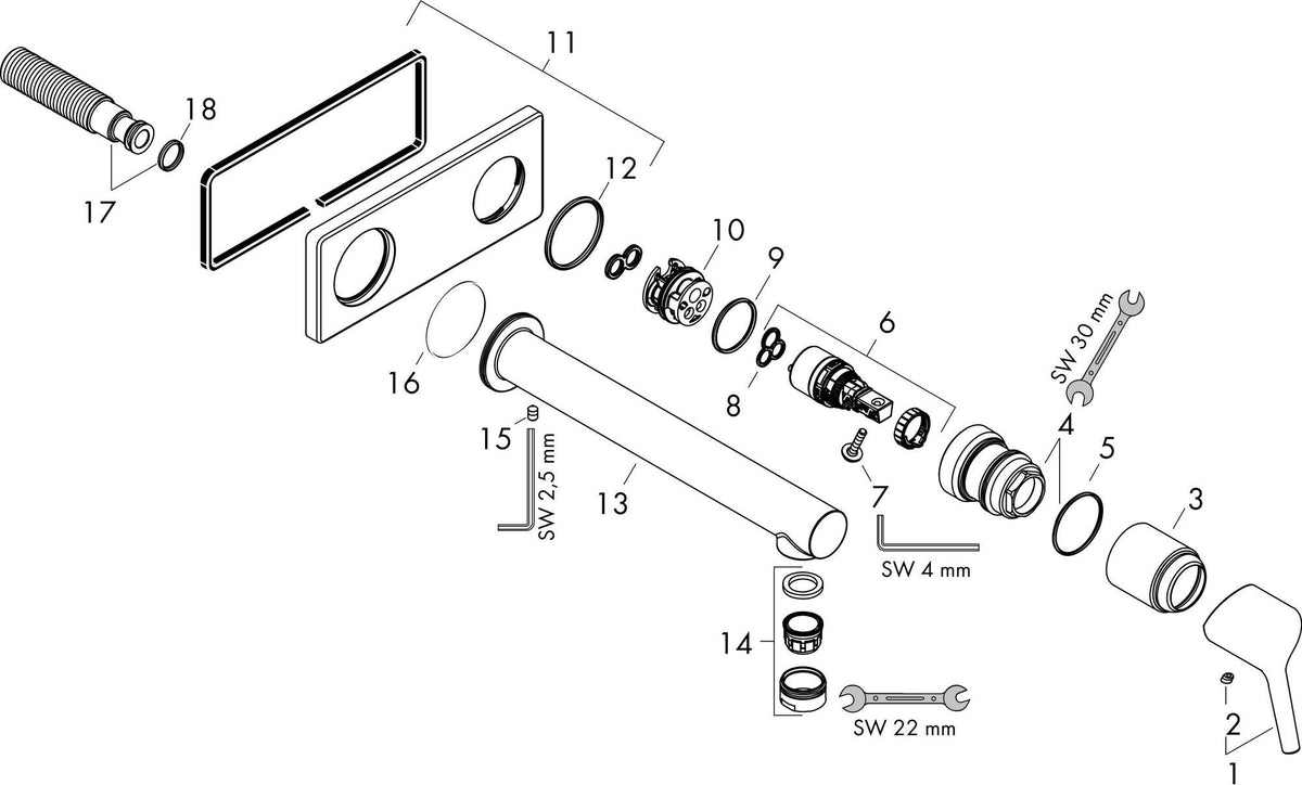 HANSGROHE Talis S Einhebel-Waschtischmischer Unterputz DN15 Ausladung 165 mm Chrom