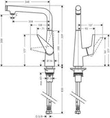HANSGROHE Talis Select M51 Küchenmischer ComfortZone 300 Eco Chrom – 3-stufiger Schwenkbereich & Select-Knopf