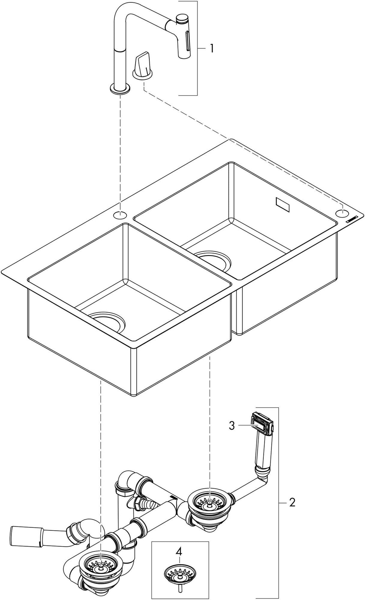 HANSGROHE Spülencombi Select 200 C51-F770-10 mit Einbauspüle und Küchenmischer in Chrom