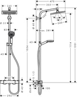 HANSGROHE Showerpipe CROMETTA E 240 Chrom mit Thermostat Ecostat 1001 CL – Duschsystem