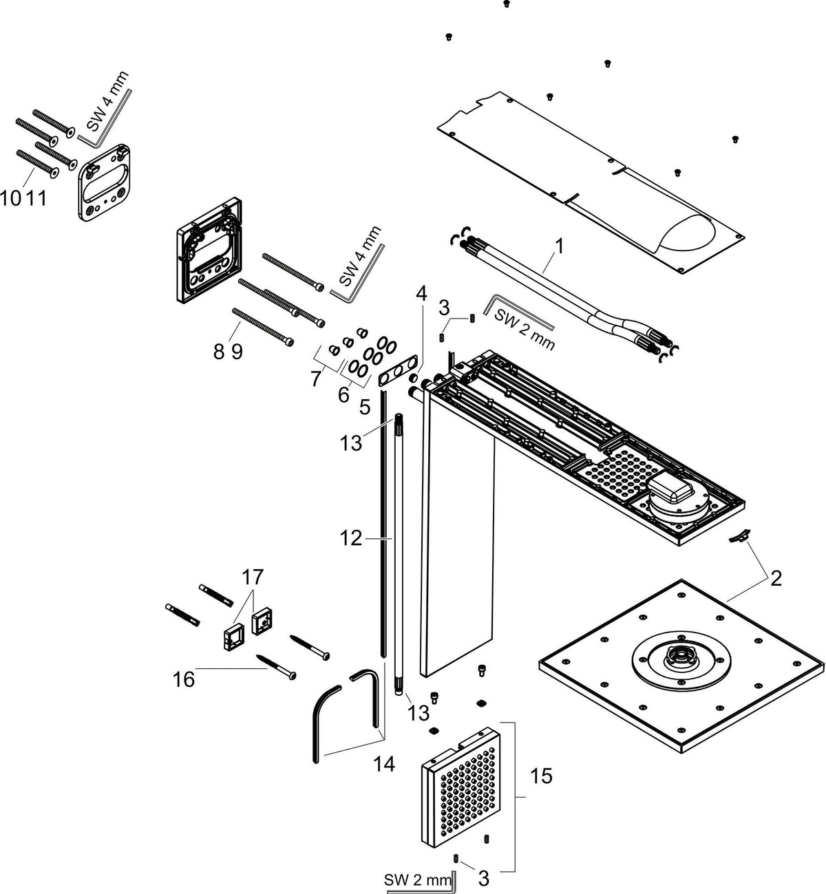 AXOR ShowerComposition 250/250 Brausemodul mit Kopf- und Schulterbrause, 2 Strahlarten, Chrom