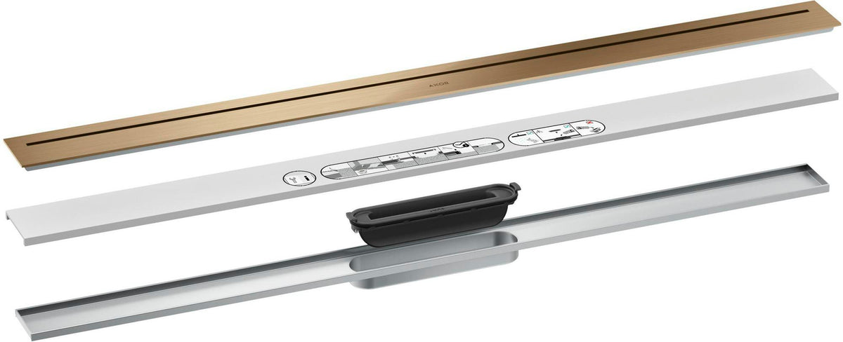 AXOR Drain Duschrinne Fertigset 1000 mm chrom – Designabdeckung, Dryphon, höhenverstellbar