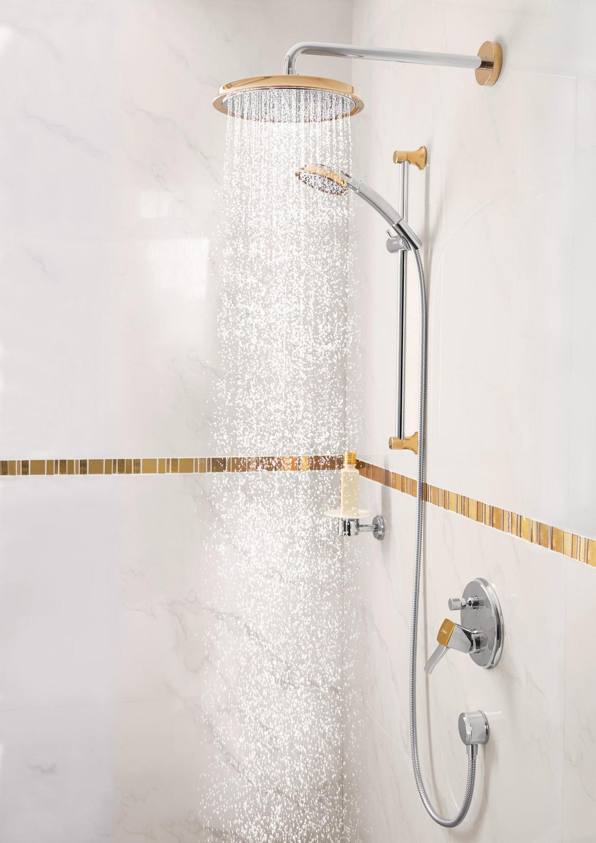 HANSGROHE Kopfbrause RAINDANCE CLASSIC AIR 1jet 240 mm mit Brausearm 390 mm chrom/gold