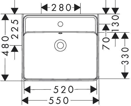 HANSGROHE Xanuia Q Aufsatzwaschtisch 550x480 mm weiß mit Hahnloch und Überlauf