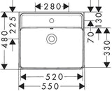 HANSGROHE Xanuia Q Aufsatzwaschtisch 550x480 mm weiß mit Hahnloch und Überlauf