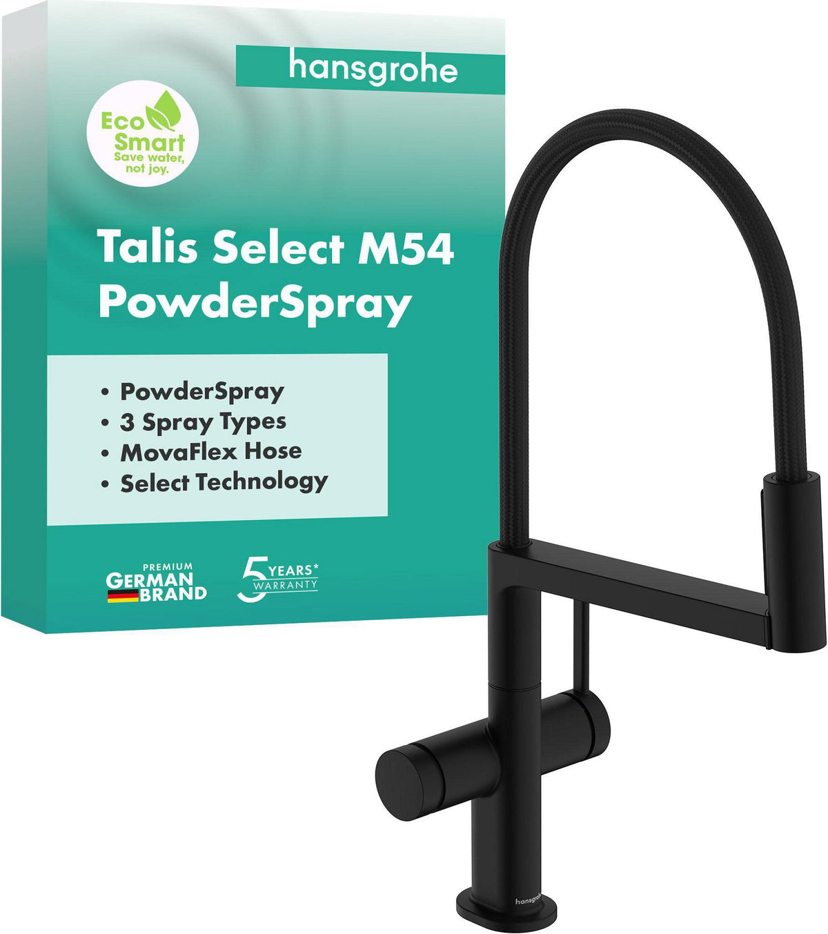 HANSGROHE Talis Select M54 PowderSpray Spültischmischer mattschwarz – ComfortZone 210, 3jet, Movaflex