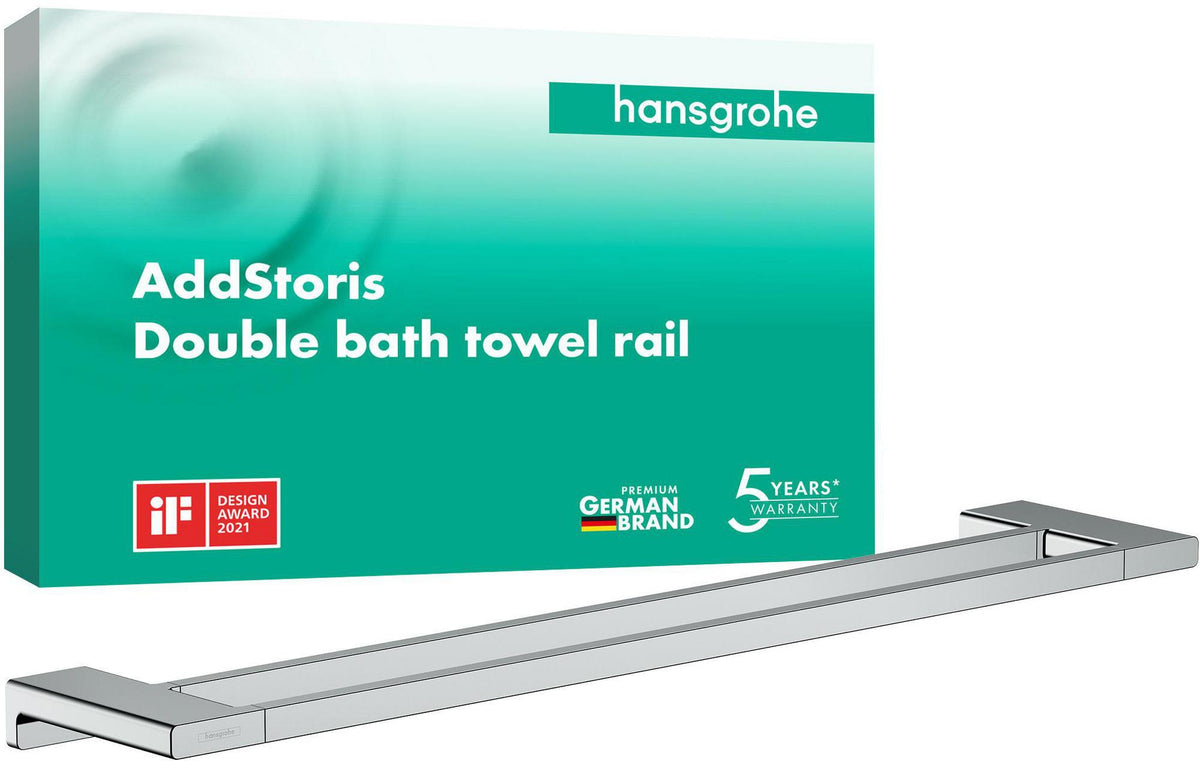 Hansgrohe AddStoris Doppelbadetuchhalter 648 mm Chrom – Wandmontage, Metall, verdeckte Befestigung