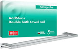 Hansgrohe AddStoris Doppelbadetuchhalter 648 mm Chrom – Wandmontage, Metall, verdeckte Befestigung