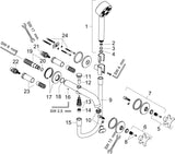 AXOR One 3-Loch Wannenarmatur Unterputz mit Handbrause – Kreuzgriff Chrom
