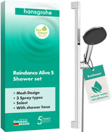 HANSGROHE Raindance Alive Select S 125 Brauseset mit 3 Strahlarten, EcoSmart, Unica 650 mm, Schwarz