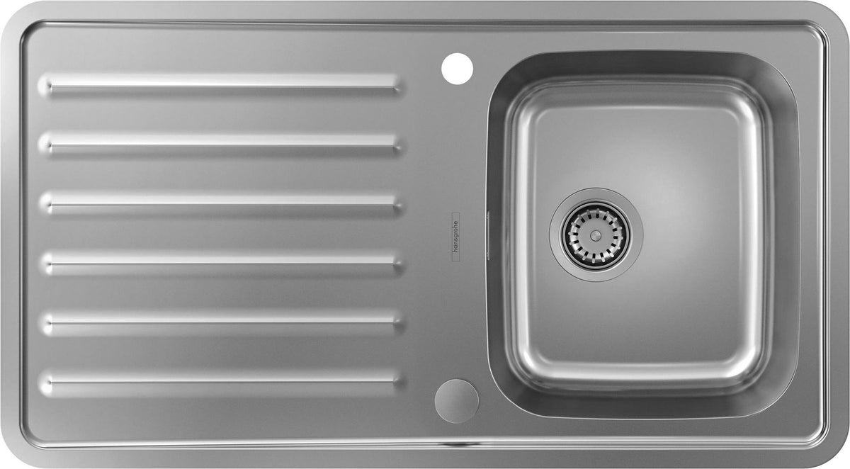 HANSGROHE Einbauspüle S41 340 mit Abtropffläche – Edelstahl, reversibel, 1 Becken