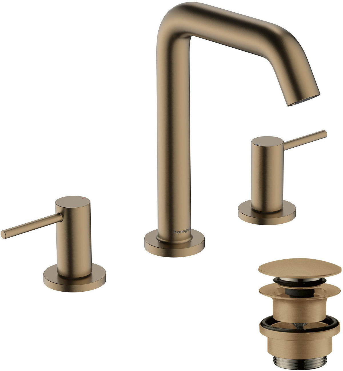 HANSGROHE Tecturis S 3-Loch-Waschtischmischer ComfortZone 150 mit Push-Open Ablaufgarnitur, Chrom