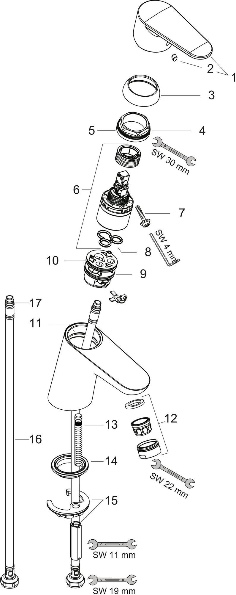 Hansgrohe Focus 70 LowFlow Einhebel-Waschtischmischer DN15 mit Zugstange, verchromt, 3,5 l/min