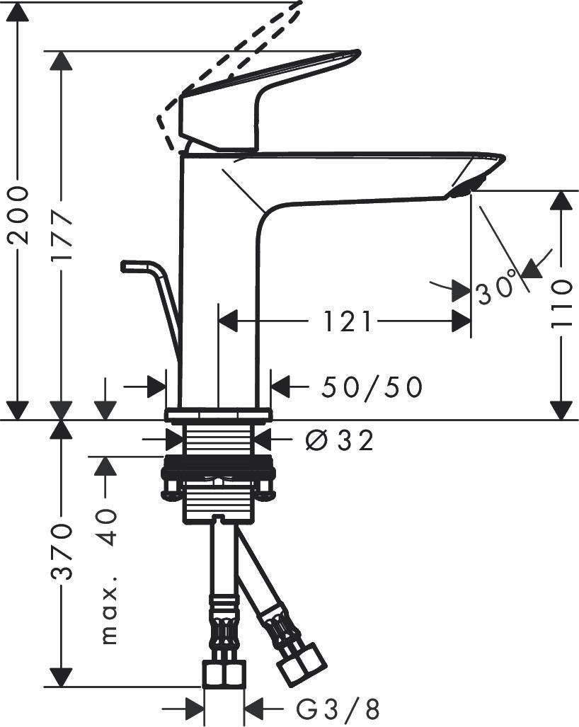 HANSGROHE HG Einhebel-Waschtischmischer 110 LOGIS mit Zugstangen-Ablaufgarnitur, chrom