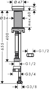 HANSGROHE HG Küchen-Geräteabsperrventil F21 chrom – G 1/2 auf G 3/4 Adapter
