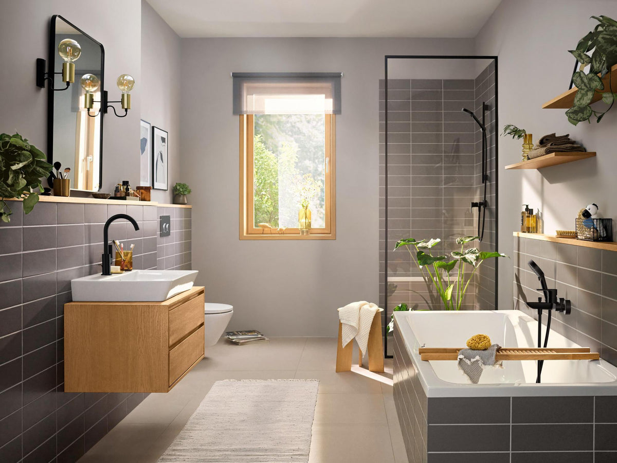 HANSGROHE Rebris E Einhebel-Wannenmischer Aufputz Chrom – Wandmontage, Temperaturbegrenzung