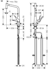 HANSGROHE Metris M71 Einhebel-Küchenmischer 320 mit sBox und Ausziehbrause, Chrom