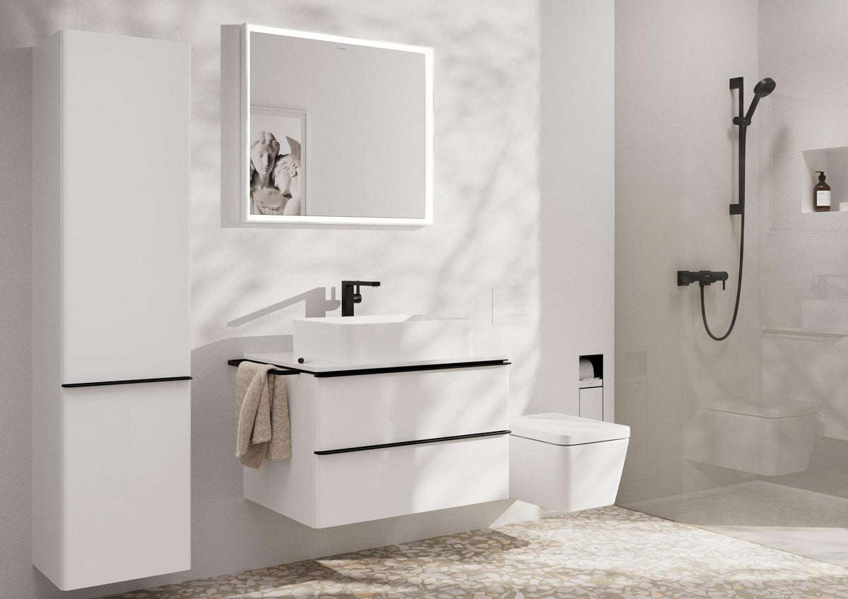 HANSGROHE Xarita E Wandspiegel 800x700 mm mattweiß mit LED-Beleuchtung und IR-Sensor