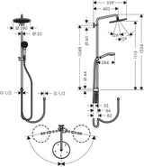 Hansgrohe Showerpipe Croma Select 280 Air 1Jet DN15 Chrom – Duschsystem mit 280 mm Kopfbrause und 3 Strahlarten