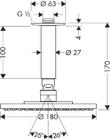 HANSGROHE Raindance S 180 AIR Kopfbrause 1jet DN15 Deckenmontage Chrom
