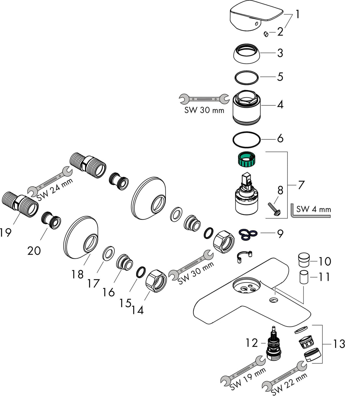 Hansgrohe Logis Einhebel-Wannenmischer DN 15, Aufputz, Chrom – mit Temperaturbegrenzung