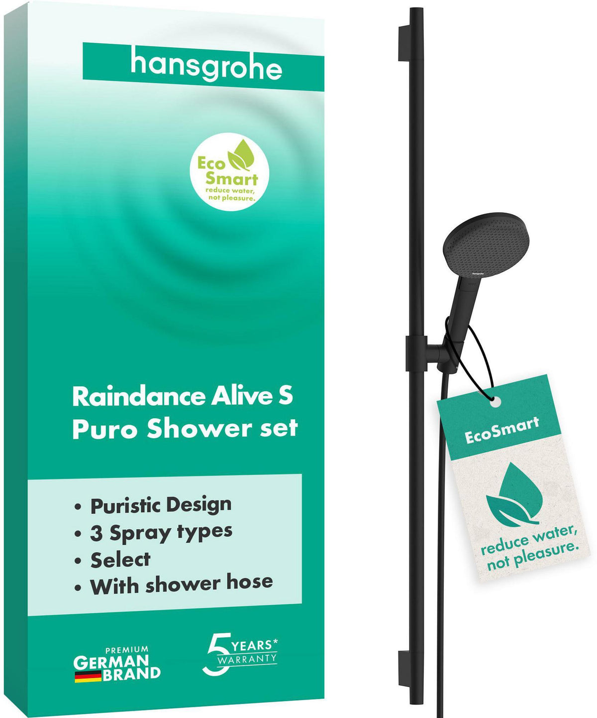 HANSGROHE Raindance Alive Select S 125 Brauseset mit 3 Strahlarten und EcoSmart