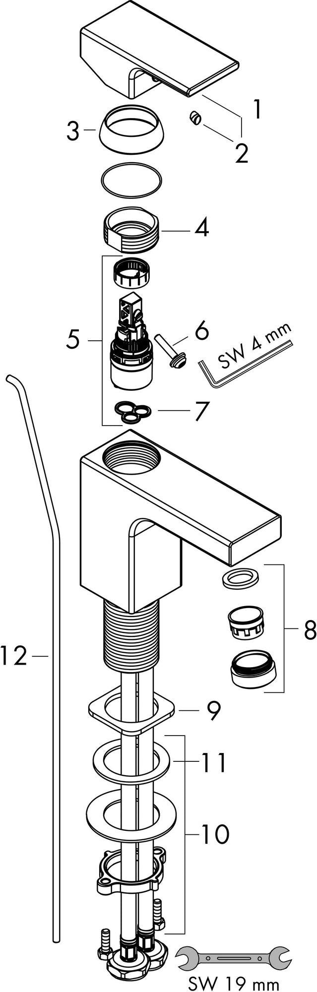 Hansgrohe VERNIS Shape 190 Einhebel-Waschtischmischer mit Zugstangen-Ablaufgarnitur, Chrom