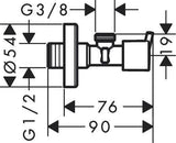 AXOR Eckventil S chrom – G 1/2 x G 3/8, selbstdichtend, mit Rosette