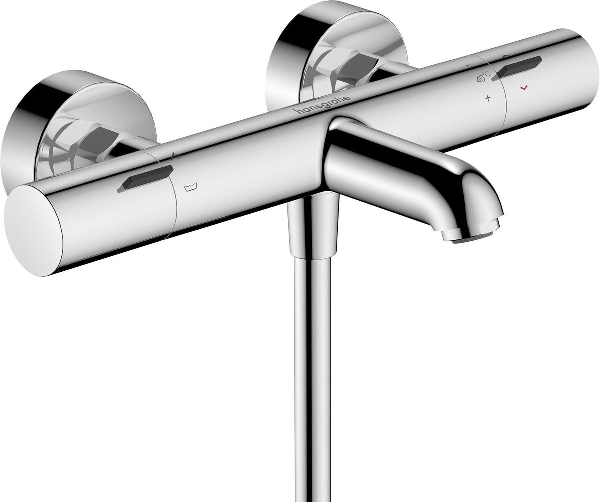 HANSGROHE Ecostat Fine Wannenthermostat Aufputz Chrom – 2 Verbraucher, Temperaturbegrenzung