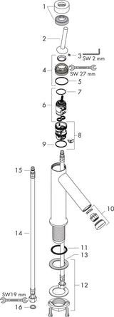 AXOR STARCK 90 Einhebel-Waschtischmischer DN 15 ohne Zugstange, chrom