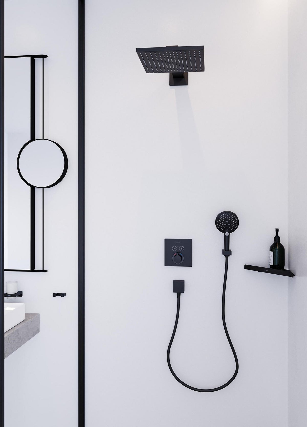 HANSGROHE AddStoris Glashalter Wandmontage Chrom – Mattglas Zahnputzbecher-Halter mit verdeckter Befestigung