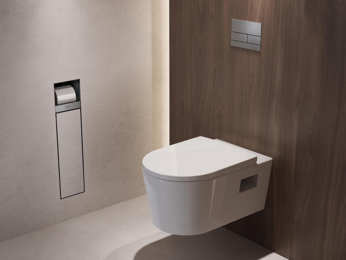 HANSGROHE XtraStoris Rock Toilettenbürstenhalter mit Papierhalter, befliesbare Tür, mattweiß