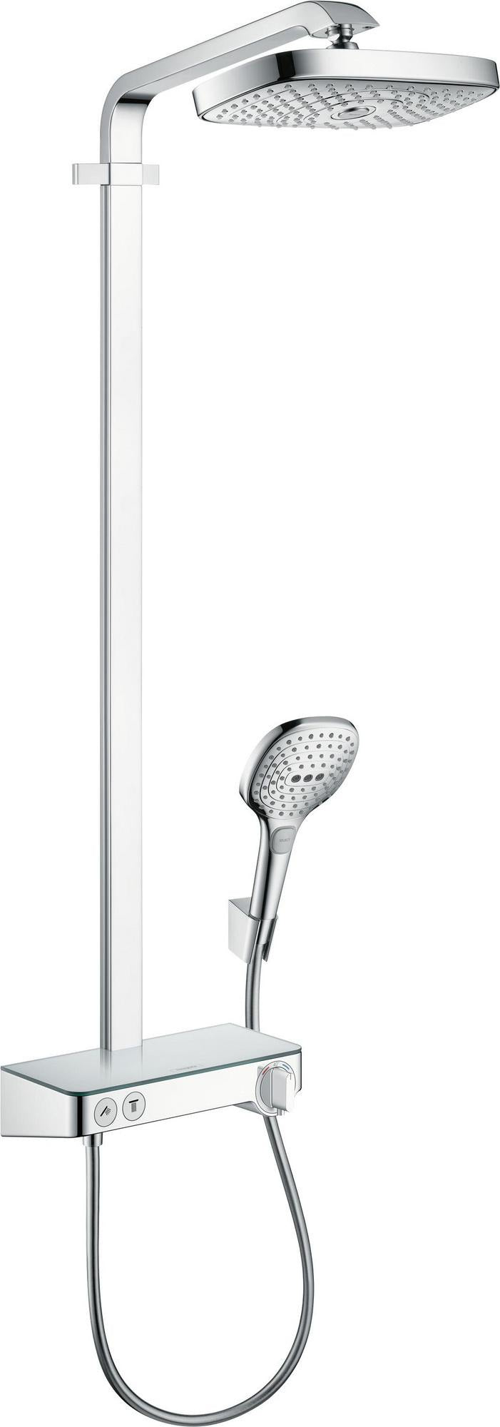 HANSGROHE Showerpipe Raindance Select E 300 mit ShowerTablet Select 300 – Chrom, 2 Strahlarten, Thermostat