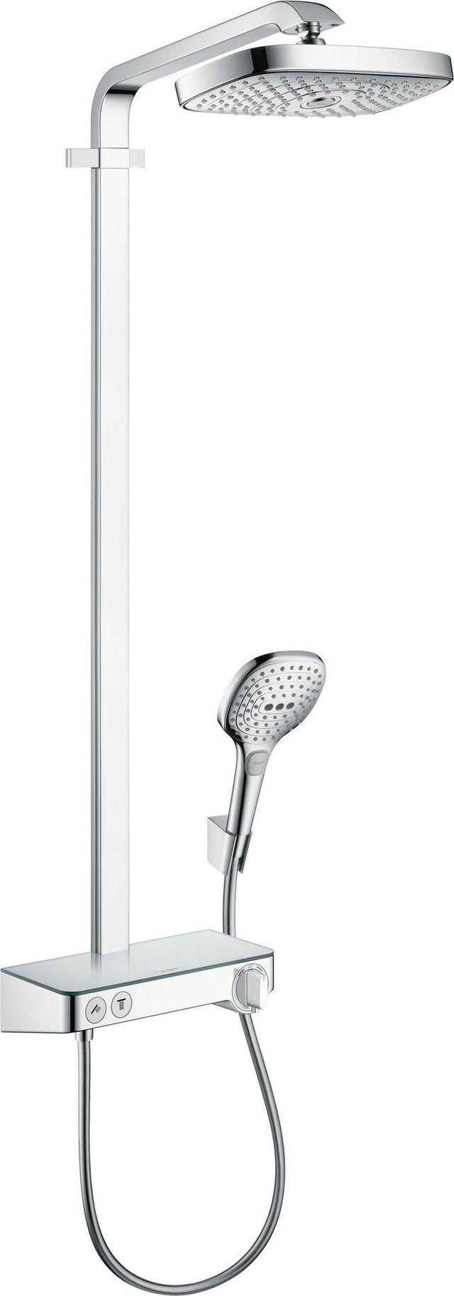 HANSGROHE Showerpipe Raindance Select E 300 mit ShowerTablet Select 300 – Chrom, 2 Strahlarten, Thermostat