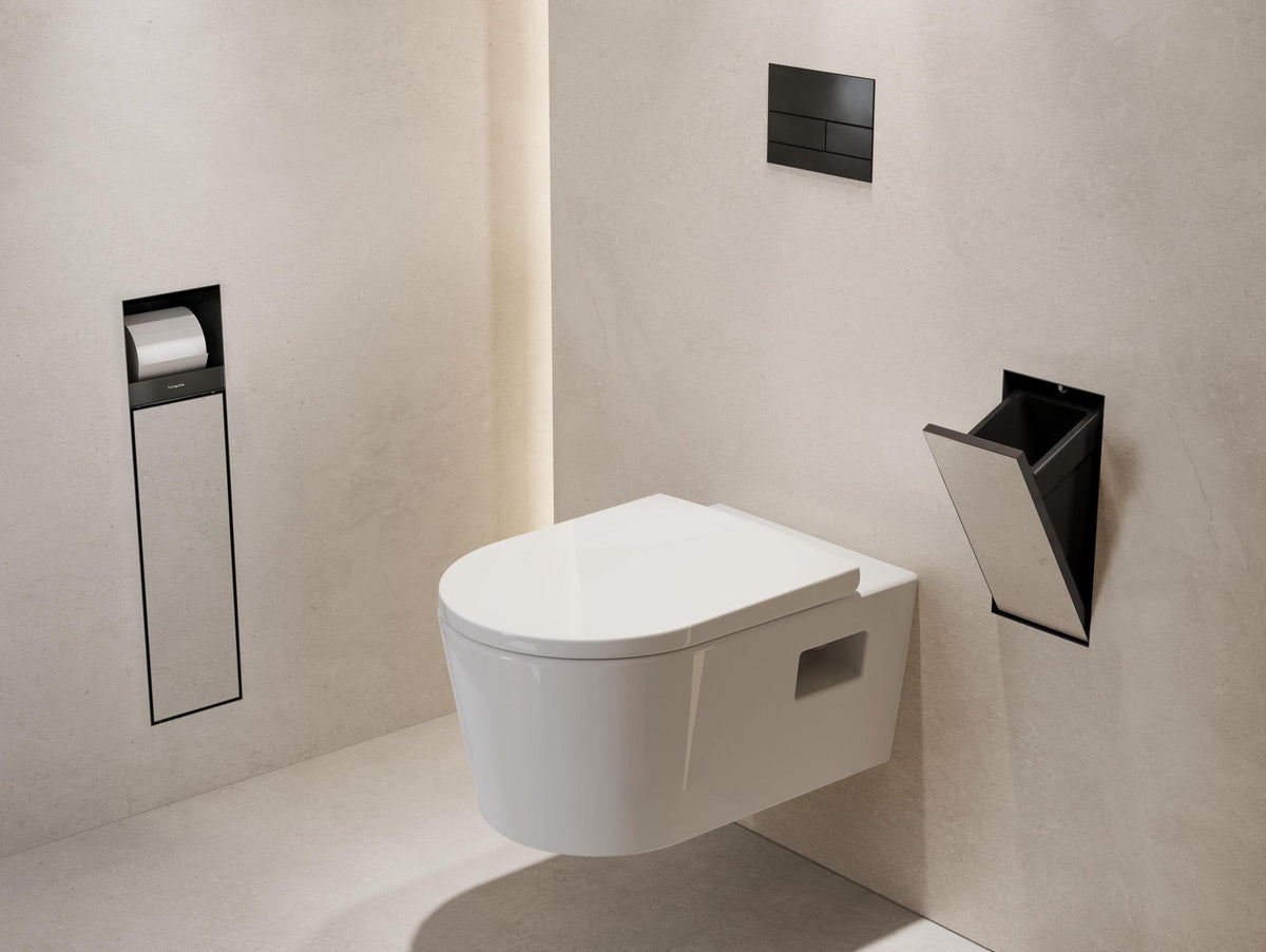 HANSGROHE XtraStoris Rock Einbau-Abfalleimer mit befliesbarer Push-Open Tür 300/150/140
