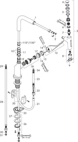 AXOR Citterio Spültischmischer 230 Select 2jet mit Ausziehbrause Chrom – ComfortZone und Select-Technologie