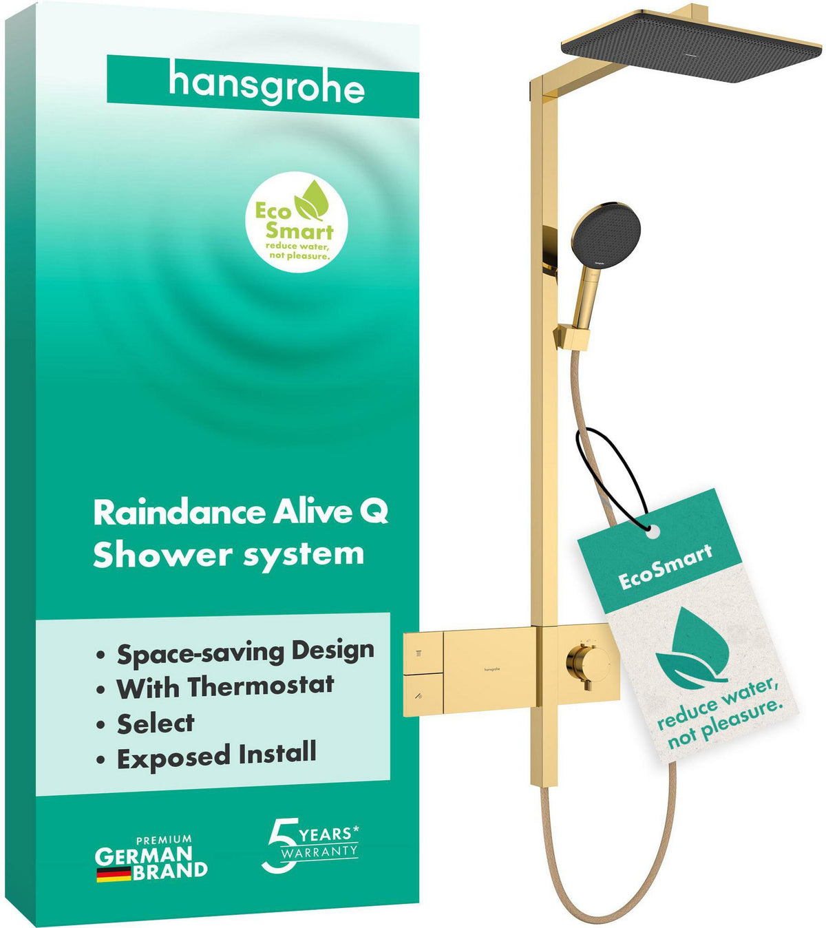 HANSGROHE Raindance Alive Q 210/340 Duschsystem 1jet EcoSmart mit ShowerSelect Comfort Thermostat