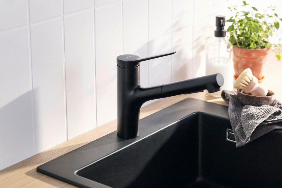 HANSGROHE Einbauspüle S51 450 SilicaTec graphitschwarz 1 Becken 60 cm Unterschrank