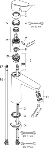HANSGROHE Focus 100 LowFlow Einhebel-Waschtischmischer DN 15 mit Zugstange, chrom