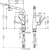 HANSGROHE HG Einhebel-Küchenmischer 320 METRIS DN 15 mit Ausziehauslauf chrom