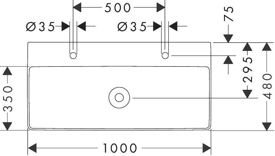 HANSGROHE Xelu Q Aufsatzwaschtisch 1000x480mm weiß geschliffen mit SmartClean