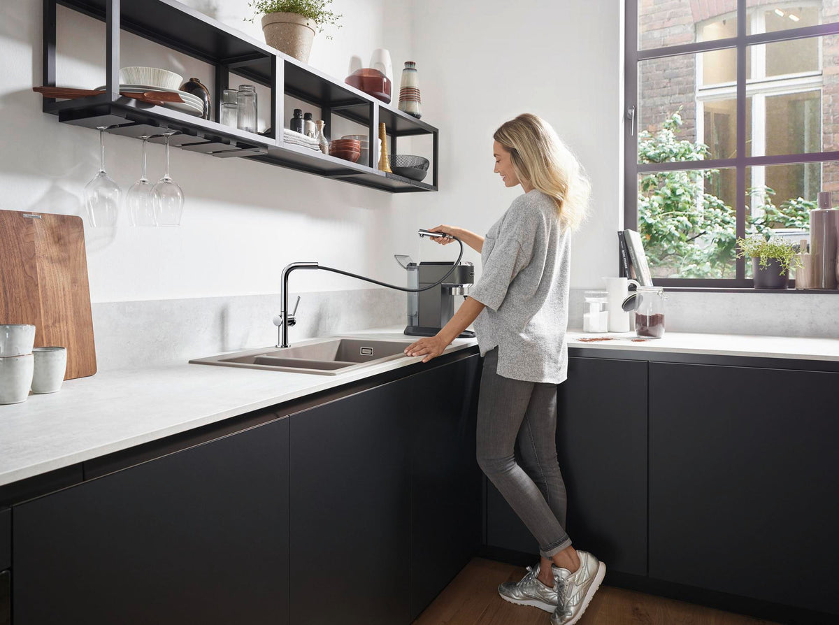 HANSGROHE Einbauspüle S51 180/450 SilicaTec Graphitschwarz mit 2 Becken