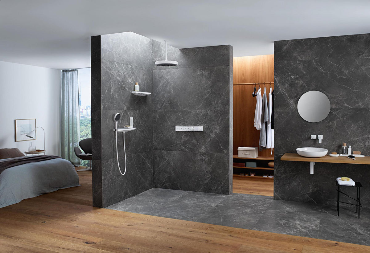 HANSGROHE HG Handbrause Rainfinity 130 3jet Chrom – 3 Strahlarten, QuickClean, Select-Taste