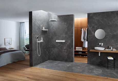 HANSGROHE HG Handbrause Rainfinity 130 3jet Chrom – 3 Strahlarten, QuickClean, Select-Taste