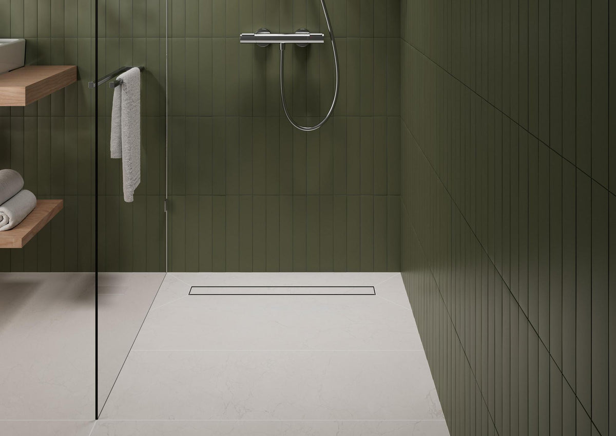 Hansgrohe RainDrain Go Komplettset Duschrinne 1200 mm rückseitig befliesbar für Stand- und flache Installation