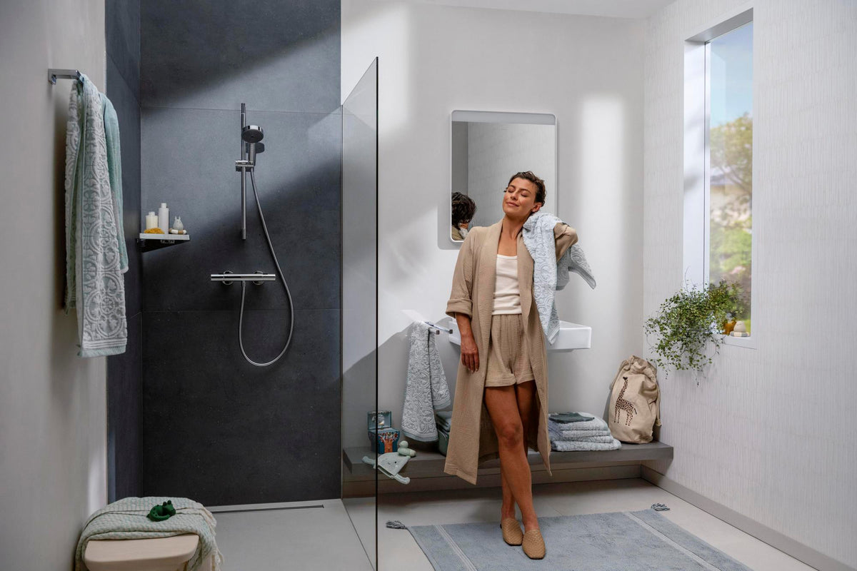 HANSGROHE Unica Pulsify Brausestange 650 mm Chrom mit Handbrausehalterung und Brauseschlauch