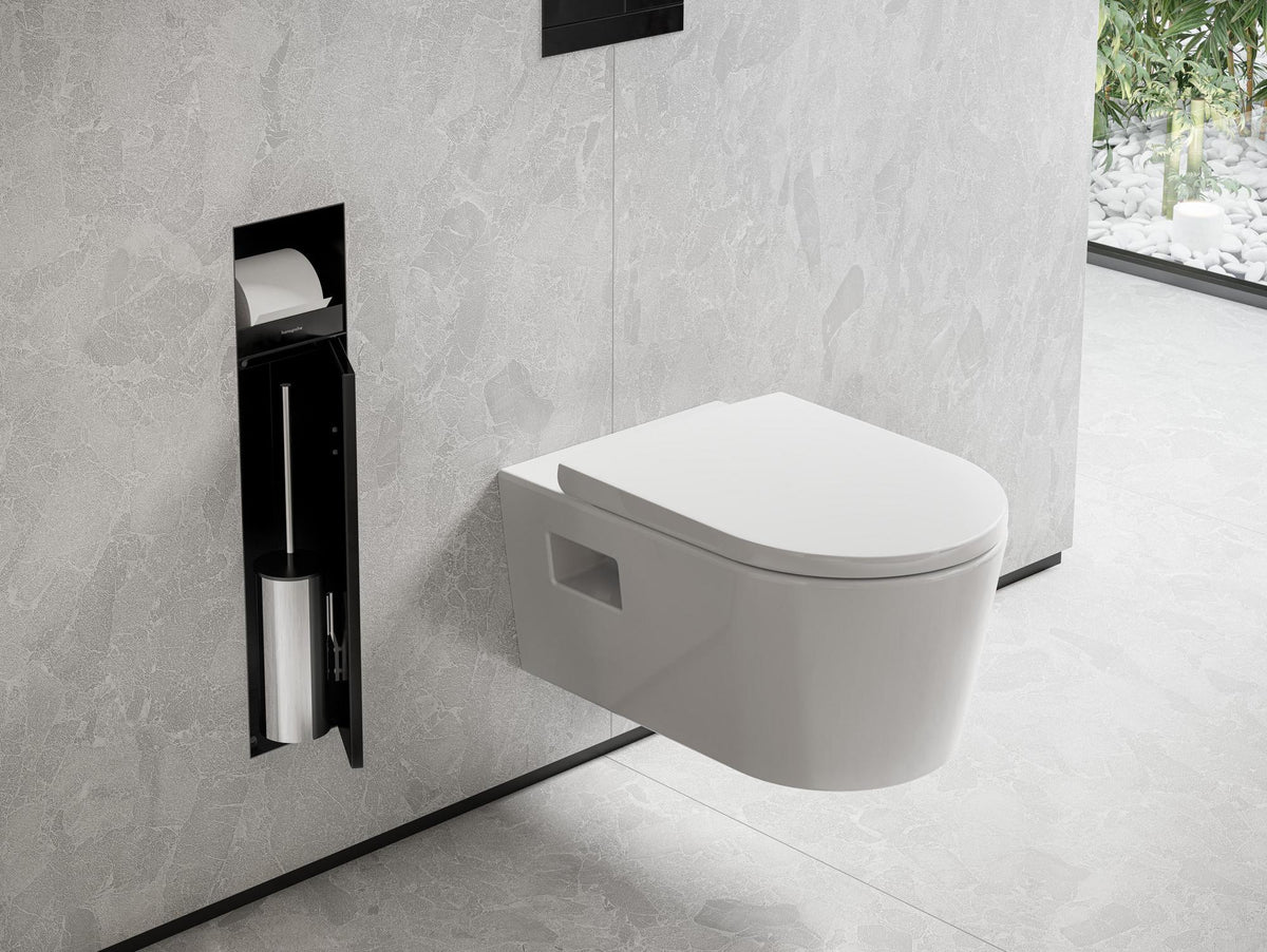 HANSGROHE XtraStoris Rock Toilettenbürstenhalter mit Papierhalter, befliesbare Tür, mattweiß