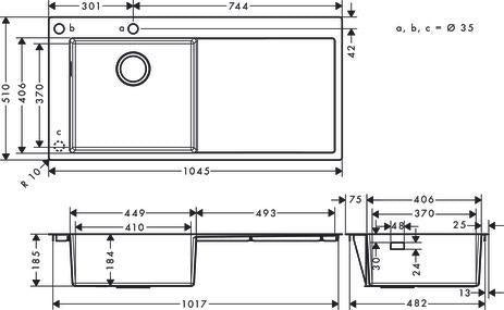 HANSGROHE Einbauspüle S718-F450 S71 Edelstahl 450 mm mit Abtropffläche rechts