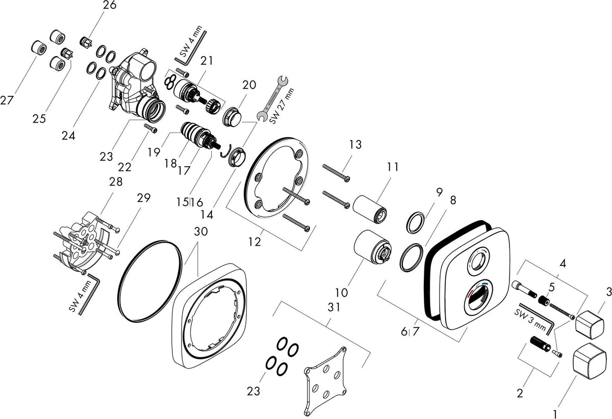 HANSGROHE Ecostat E Unterputz-Thermostat für 2 Verbraucher, chrom – Sicherheitssperre & präzise Temperaturregelung