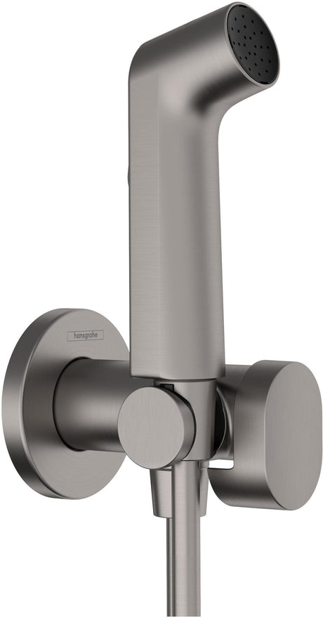 hansgrohe Bidette-Handbrause 1 Jet, Kaltwasser, mattschwarz, mit Brausehalter & Schlauch 1250 mm